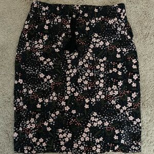 LOFT Floral Knee Length Skirt with Size Slits